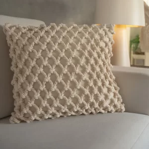 Capa de Almofada Macramê com Corda Cru Média