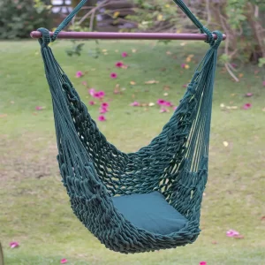 Rede Cadeira Corda manufaturada artesanalmente. Cor: Verde. Dimensões do tecido: 1