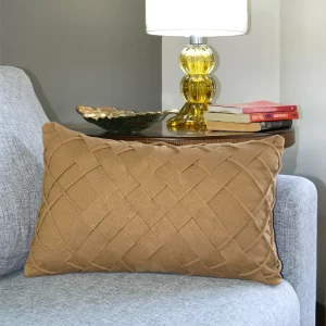 Capa de Almofada Trancê Diagonal Bege Pequena